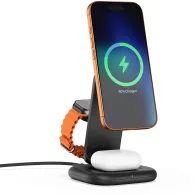 Ładowarka bezprzewodowa Satechi 3-in-1 Foldable Wireless Charging Stand with Qi2 25W ST-Q25F31C-EA, Zasilacz 45W | Sklep ITnes.pl, IT for BUSINESS