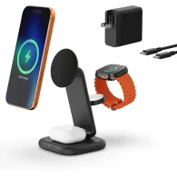 Ładowarka bezprzewodowa Satechi 3-in-1 Foldable Wireless Charging Stand with Qi2 25W ST-Q25F31C-EA, Zasilacz 45W | Sklep ITnes.pl, IT for BUSINESS