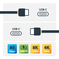 Kabel StarTech USB4 USB-C CC50CM80GUSB4CABLE, 0,5 m, 80Gbps, DP 2.1 8K 120Hz, 240W, Czarny | Sklep ITnes.pl, IT for BUSINESS