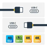 Kabel StarTech USB4 USB-C 1M-40G-USB4-CABLE, 1 m, 40Gbps, DP 2.1 8K 120Hz, 240W, Czarny | Sklep ITnes.pl, IT for BUSINESS