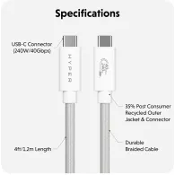 Kabel Targus USB4 USB-C HD6500WHGL, USB4, 1,2 m, 40Gbps, 8K 60Hz, 240W, Biały | Sklep ITnes.pl, IT for BUSINESS