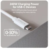 Kabel Targus USB4 USB-C HD6500WHGL, USB4, 1,2 m, 40Gbps, 8K 60Hz, 240W, Biały | Sklep ITnes.pl, IT for BUSINESS