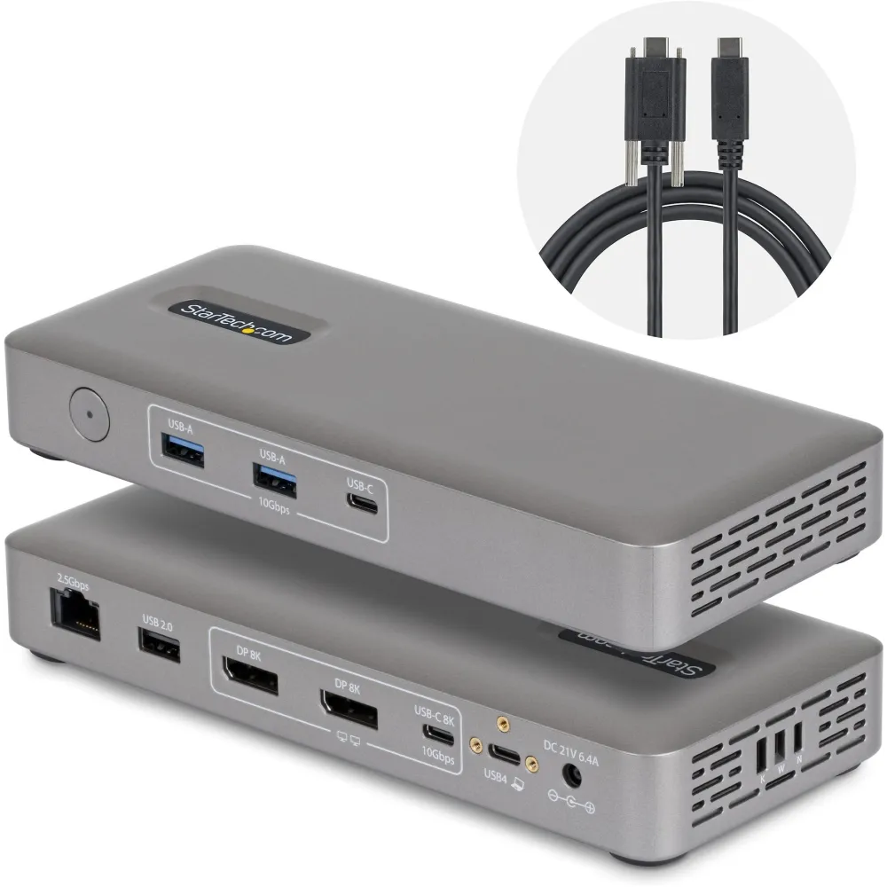 Stacja dokująca StarTech USB4 Docking Station 208UE-USB4-DOCK - 3x USB-C, 3x USB-A, 2x DP, LAN, Zasilanie