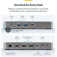 Stacja dokująca StarTech USB4 Docking Station 208UE-USB4-DOCK - 3x USB-C, 3x USB-A, 2x DP, LAN, Zasilanie