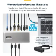 Stacja dokująca StarTech USB4 Docking Station 208UE-USB4-DOCK - 3x USB-C, 3x USB-A, 2x DP, LAN, Zasilanie