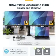 Stacja dokująca StarTech USB4 Docking Station 208UE-USB4-DOCK - 3x USB-C, 3x USB-A, 2x DP, LAN, Zasilanie