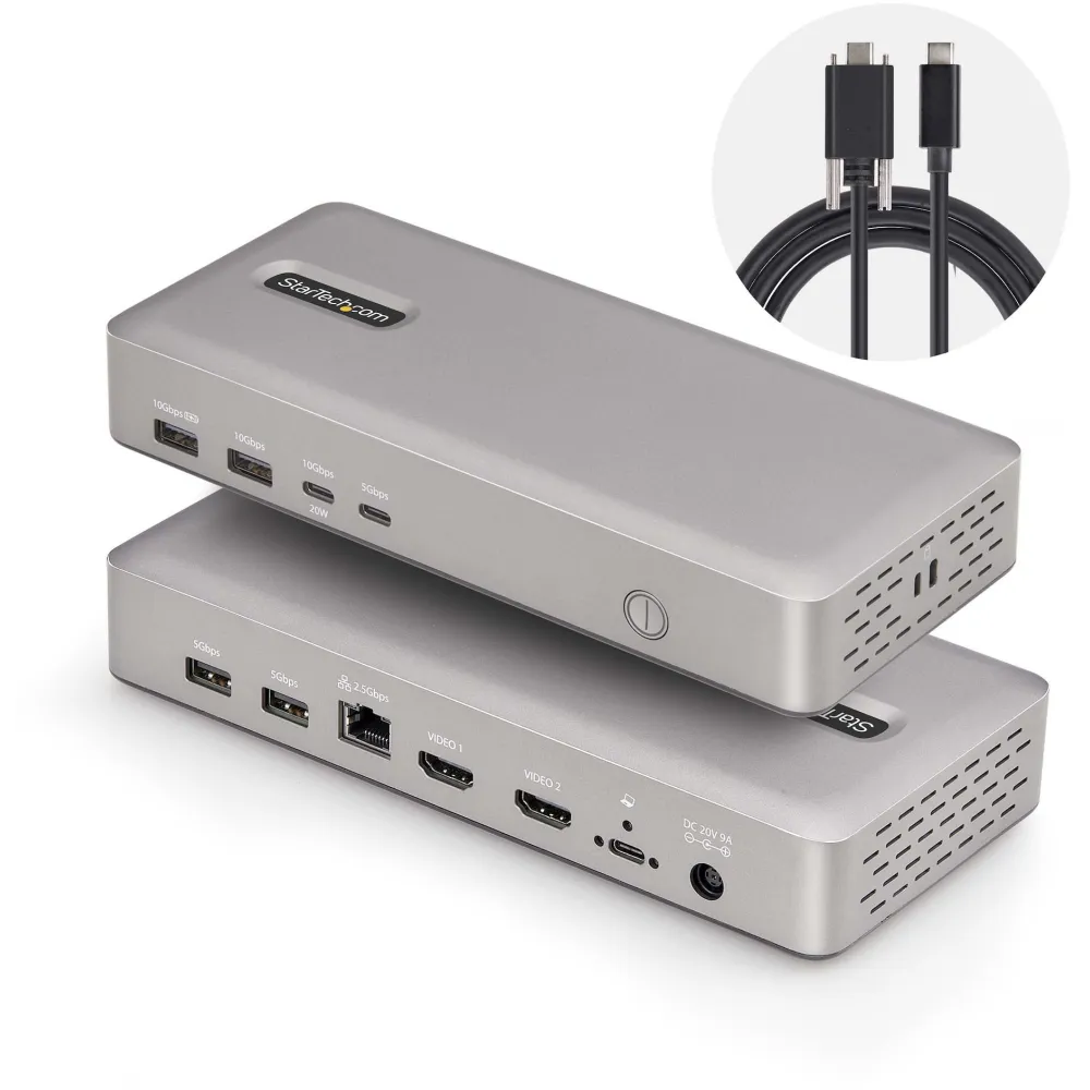 Replikator portów StarTech Dual-Monitor USB4 Docking Station 155UE-USB4-DOCK - 3x USB-C, 4x USB-A, 2x HDMI, LAN, Zasilanie