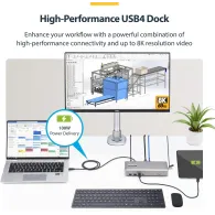Replikator portów StarTech Dual-Monitor USB4 Docking Station 155UE-USB4-DOCK - 3x USB-C, 4x USB-A, 2x HDMI, LAN, Zasilanie