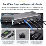 Replikator portów StarTech Dual-Monitor USB4 Docking Station 155UE-USB4-DOCK - 3x USB-C, 4x USB-A, 2x HDMI, LAN, Zasilanie