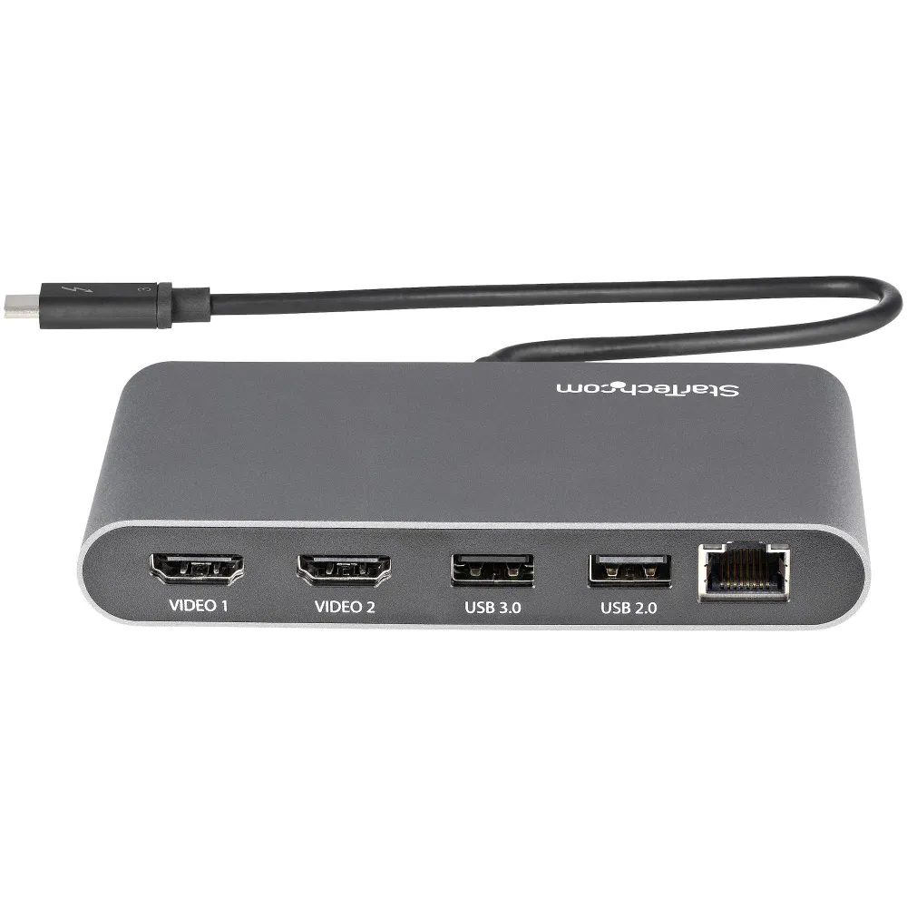 Replikator portów StarTech Dual-Monitor Thunderbolt Mini Dock TB3DKM2HDL - 2x USB-A, 2x HDMI, LAN