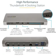 Stacja dokująca StarTech Thunderbolt 4 Docking Station TB4CDOCKUE - 4x Thunderbolt 4, 4x USB-A, LAN, Audio, SD, Zasilanie