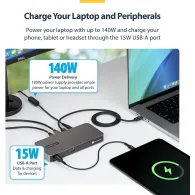 Stacja dokująca StarTech 4-Port Thunderbolt 5 Hub 303UE-TB5-HUB - 4x Thunderbolt 5, 1x USB-A, Zasilanie