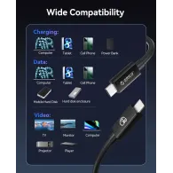 Kabel USB-C Thunderbolt 5 Orico TBZ5-15-BK-BP - 1 m, 240W, 80Gb|s, 8K 60Hz, Czarny