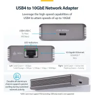 Karta sieciowa USB-C StarTech USB4-10GBE-ETHERNET - USB4, 10GbE, Szara