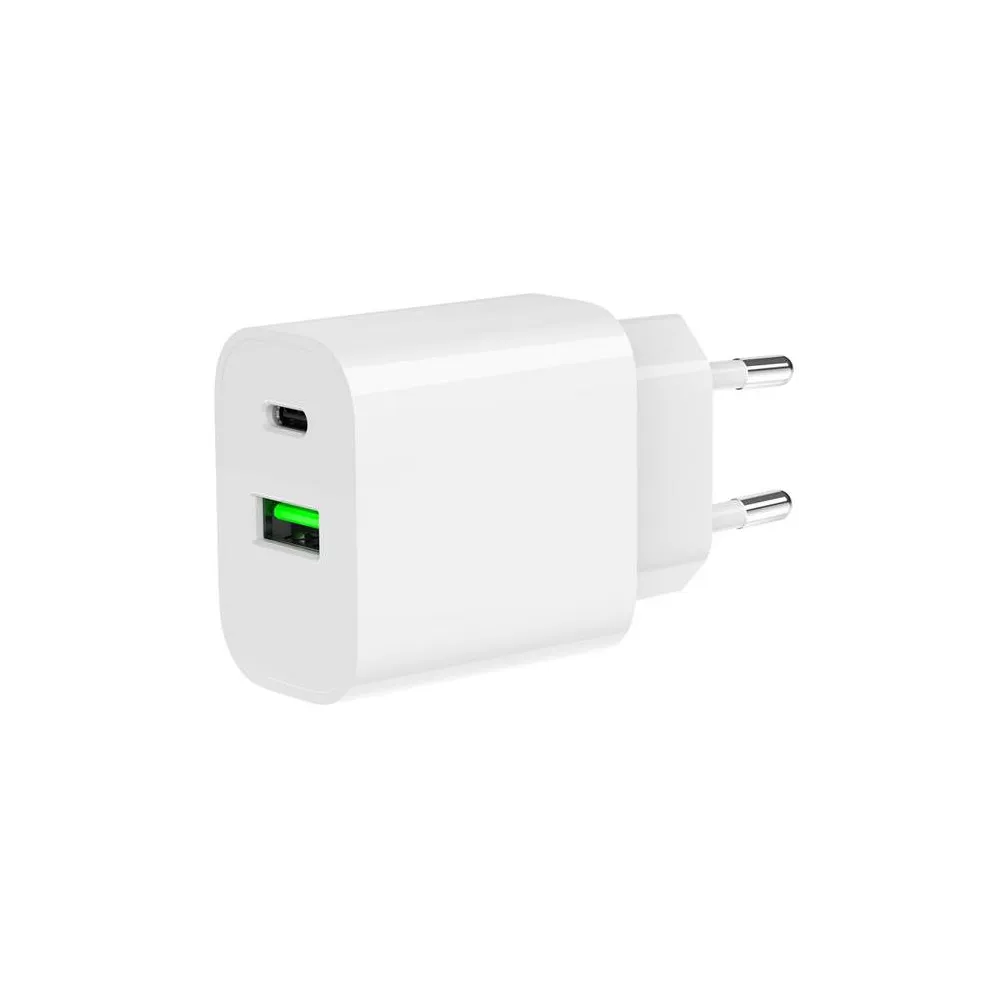 Ładowarka sieciowa Gembird TA-UC-PDQC20-W-01 - USB-C 20W, USB-A 18W, Biała