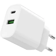 Ładowarka sieciowa Gembird TA-UC-PDQC20-W-01 - USB-C 20W, USB-A 18W, Biała