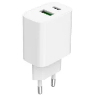 Ładowarka sieciowa Gembird TA-UC-PDQC20-W-01 - USB-C 20W, USB-A 18W, Biała