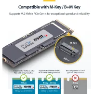 Obudowa na dysk M.2 StarTech USB4 M.2 NVMe Enclosure 1USB4-NVME-ENCLOSURE - 40Gbps, Czarna