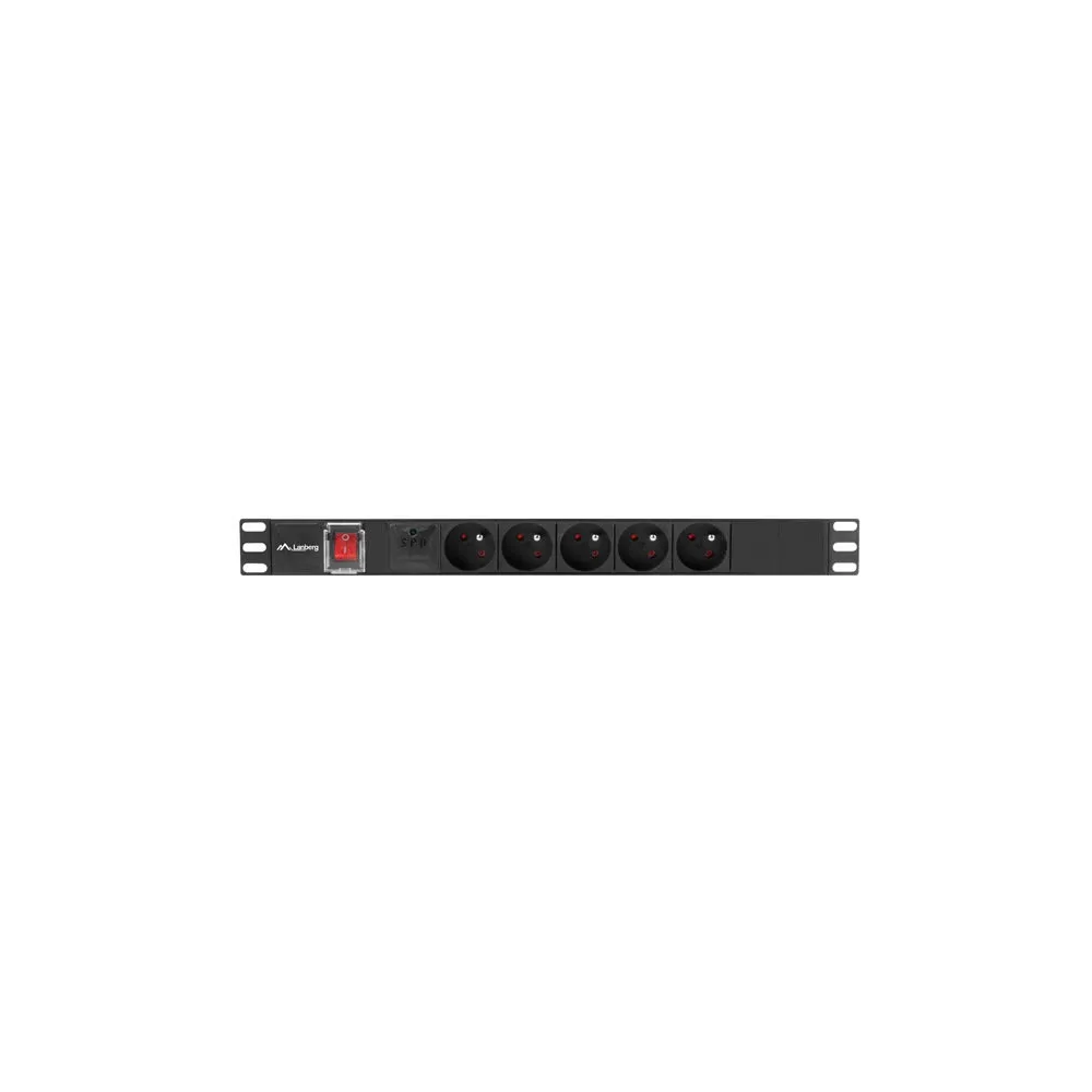 Listwa zasilająca Rack PDU Lanberg PDU-05E-0200-IEC-BK - 1U, 19", IP20, 2500 W, 10 A, 2m