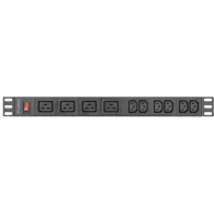 Listwa zasilająca Rack PDU Lanberg PDU-04I1906I-0200-C20-BK - 1U, 4x IEC C19, 6x IEC C13, IEC C20, 4000 W, 16 A, 2m