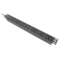 Listwa zasilająca Rack PDU Lanberg PDU-04I1906I-0200-C20-BK - 1U, 4x IEC C19, 6x IEC C13, IEC C20, 4000 W, 16 A, 2m