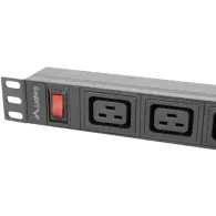 Listwa zasilająca Rack PDU Lanberg PDU-04I1906I-0200-C20-BK - 1U, 4x IEC C19, 6x IEC C13, IEC C20, 4000 W, 16 A, 2m