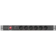 Listwa zasilająca Rack PDU Lanberg PDU-06F-0200-IEC-BK - 1U, 19", 6x Typ F, IEC C14, IP20, 2500 W, 10 A, 2m