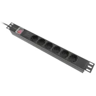 Listwa zasilająca Rack PDU Lanberg PDU-06F-0200-IEC-BK - 1U, 19", 6x Typ F, IEC C14, IP20, 2500 W, 10 A, 2m