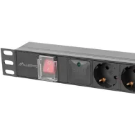 Listwa zasilająca Rack PDU Lanberg PDU-06F-0200-IEC-BK - 1U, 19", 6x Typ F, IEC C14, IP20, 2500 W, 10 A, 2m