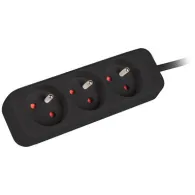 Listwa zasilająca Lanberg PS0-03E-0150-BK - 3x Typ E, wtyk Schuko, 1,5 m, Czarna