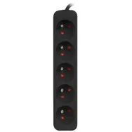Listwa zasilająca Lanberg PS0-05E-0150-BK - 5x Typ E, wtyk Schuko, 1,5 m, Czarna