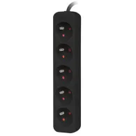 Listwa zasilająca Lanberg PS0-05E-0150-BK - 5x Typ E, wtyk Schuko, 1,5 m, Czarna