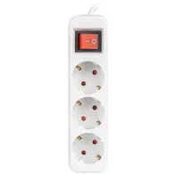 Listwa zasilająca Lanberg PS1-03F-0150-W - 3x Typ E, wtyk Schuko, 1,5 m, Biała