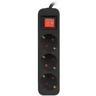 Listwa zasilająca Lanberg PS1-03F-0150-BK - 3x Typ F, wtyk Schuko, 1,5 m, Czarna