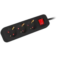 Listwa zasilająca Lanberg PS1-03F-0150-BK - 3x Typ F, wtyk Schuko, 1,5 m, Czarna