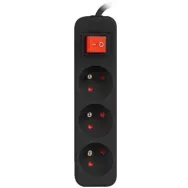 Listwa zasilająca Lanberg PS1-03E-0150-BK - 3x Typ E, wtyk Schuko, 1,5 m, Czarna