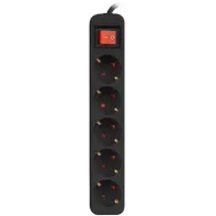 Listwa zasilająca Lanberg PS1-05F-0150-BK - 5x Typ F, wtyk Schuko, 1,5 m, Czarna
