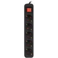 Listwa zasilająca Lanberg PS1-05F-0150-BK - 5x Typ F, wtyk Schuko, 1,5 m, Czarna
