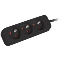 Listwa zasilająca Lanberg PS0-03E-0300-BK - 3x Typ E, wtyk Schuko, 3 m, Czarna