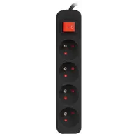 Listwa zasilająca Lanberg PS1-04E-0150-BK - 4x Typ E, wtyk Schuko, 1,5m, Czarna