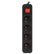 Listwa zasilająca Lanberg PS1-04E-0150-BK - 4x Typ E, wtyk Schuko, 1,5m, Czarna