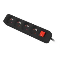 Listwa zasilająca Lanberg PS1-04E-0150-BK - 4x Typ E, wtyk Schuko, 1,5m, Czarna