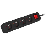 Listwa zasilająca Lanberg PS1-04E-0150-BK - 4x Typ E, wtyk Schuko, 1,5m, Czarna