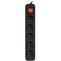 Listwa zasilająca Lanberg PS1-05E-0150-BK - 5x Typ E, wtyk Schuko, 1,5m, Czarna