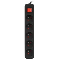 Listwa zasilająca Lanberg PS1-05E-0150-BK - 5x Typ E, wtyk Schuko, 1,5m, Czarna