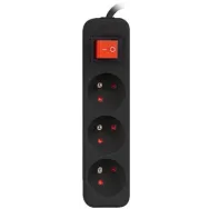 Listwa zasilająca Lanberg PS1-03E-0300-BK - 3x Typ E, wtyk Schuko, 3 m, Czarna