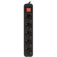 Listwa zasilająca Lanberg PS1-05F-0300-BK - 5x Typ F, wtyk Schuko, 3 m, Czarna