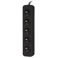 Listwa zasilająca Lanberg PS0-05E-0300-BK - 5x Typ E, wtyk Schuko, 3 m, Czarna