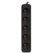 Listwa zasilająca Lanberg PS0-05E-0300-BK - 5x Typ E, wtyk Schuko, 3 m, Czarna