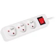 Listwa zasilająca Lanberg PS1-03E-0150-W - 3x Typ E, wtyk Schuko, 1,5 m, Biała